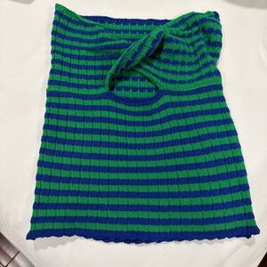 Green and Blue Striped Knit Top